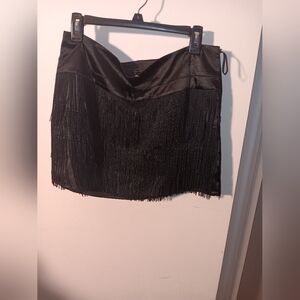 Elegant Black Fringe Mini Skirt